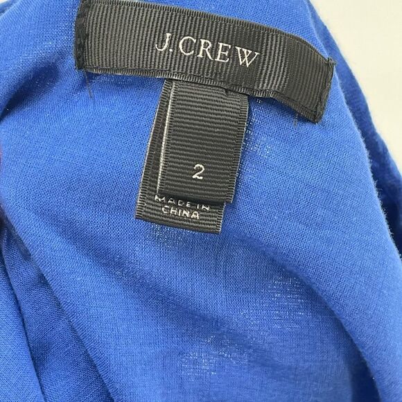 J crew Women's Linen Blue Side Zip Mini Dress Size 2 - Picture 7 of 12